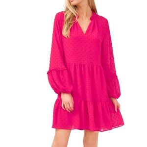 Cece clip dot long sleeve swing dress